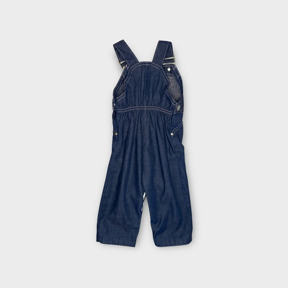 Health-Tex Vintage Eyelet Detail Pink Bow Blue Overalls